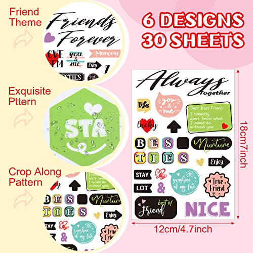 30 Sheet Family Friend Theme Scrapbooking Sticker Decals 500 Pieces Waterproof Vinyl Happy Family Friend Memories Sticker Decor For Family Album Scrapbooking Embellishment Art Project (Friend Theme) #TOP1