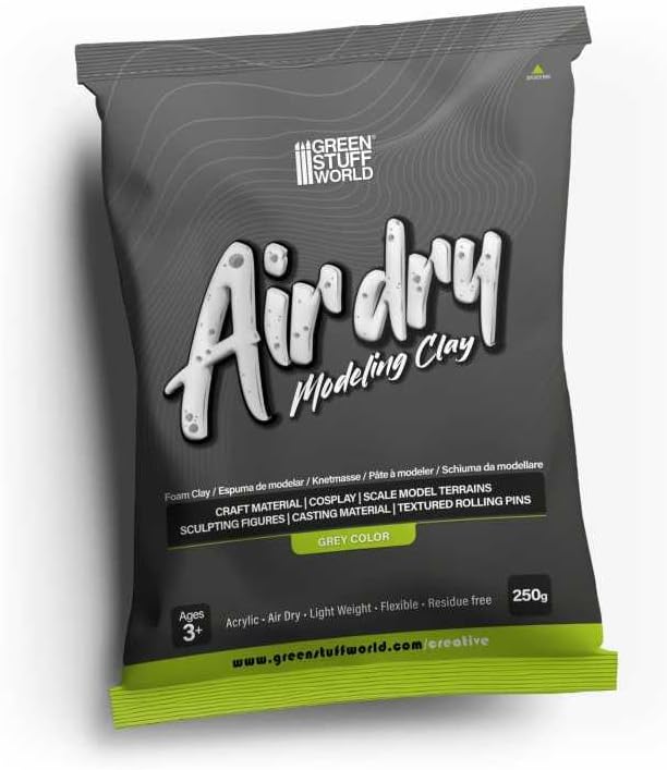 Green Stuff World Arcilla de espuma Air Dry 8.82 oz. - Gris para cosplay, manualidades y modelado 5395