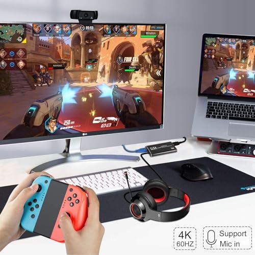 Image of Capture Card, HDMI USB3.0 Capture Card Nintendo Switch, Video Capture Card 4K 1080P 60FPS, Game Capture Card for Live Streaming, Video Conference, Recording, Works with PS4 /PS5 /PC /OBS /DSLR