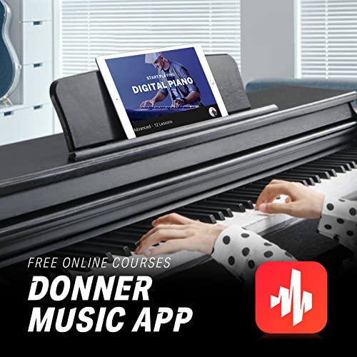 Donner DDP-100 88-Key Weighted Action Digital Piano for Beginner Bundle with Piano Keyboard Stand, Power Adapter, Triple Pedals, MP3 Function, USB-MIDI, 2 Headphone Jacks Black - image 8