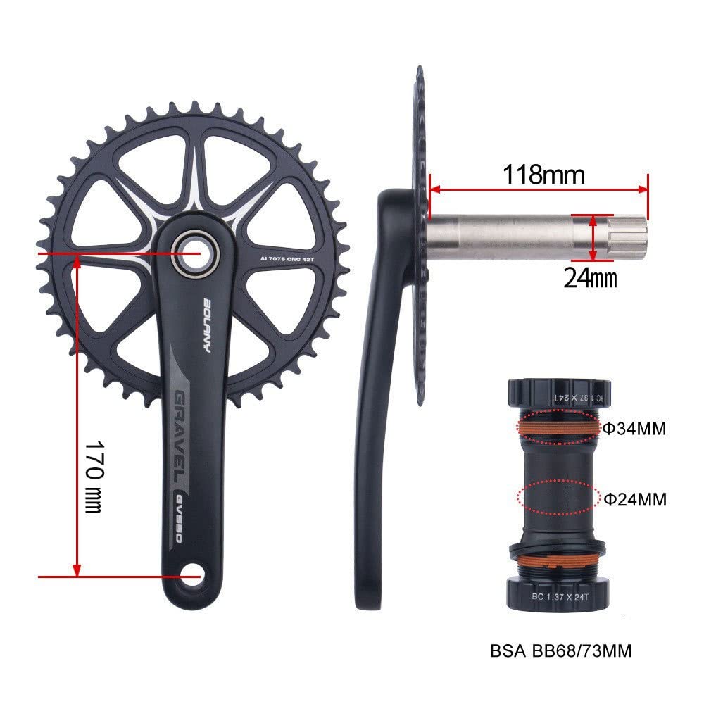 Bicicletta da Strada Guarnitura 40T Guarnitura 170mm Braccio Pedivella Compatibile con 10/11 velocità