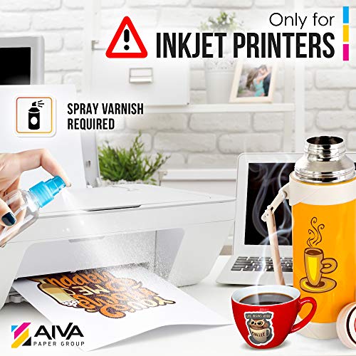 Waterslide Decal Paper For Inkjet Printer - White - 20 Sheets - Printable Water Transfer Paper - Standard Letter Size 8.5"X11" #TOP6