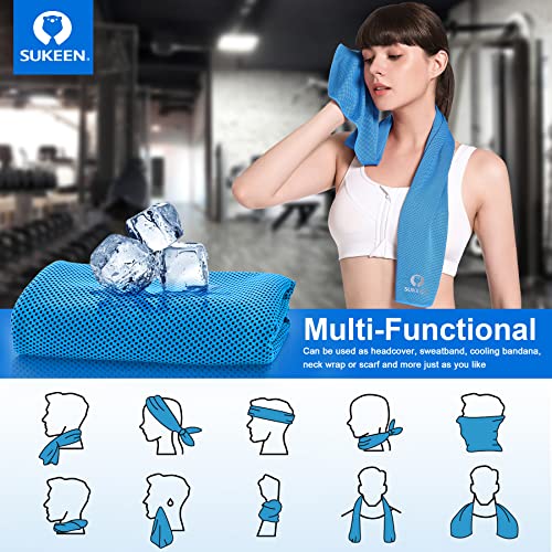 Image of Sukeen 4 Pack Cooling Towels (40 inchx12 inch),Ice Towel,Soft Breathable Chilly Towel,Microfiber Towel for Yoga,Sport,Running,Gym,Workout,Camping,Fitness,Workout & More Activities