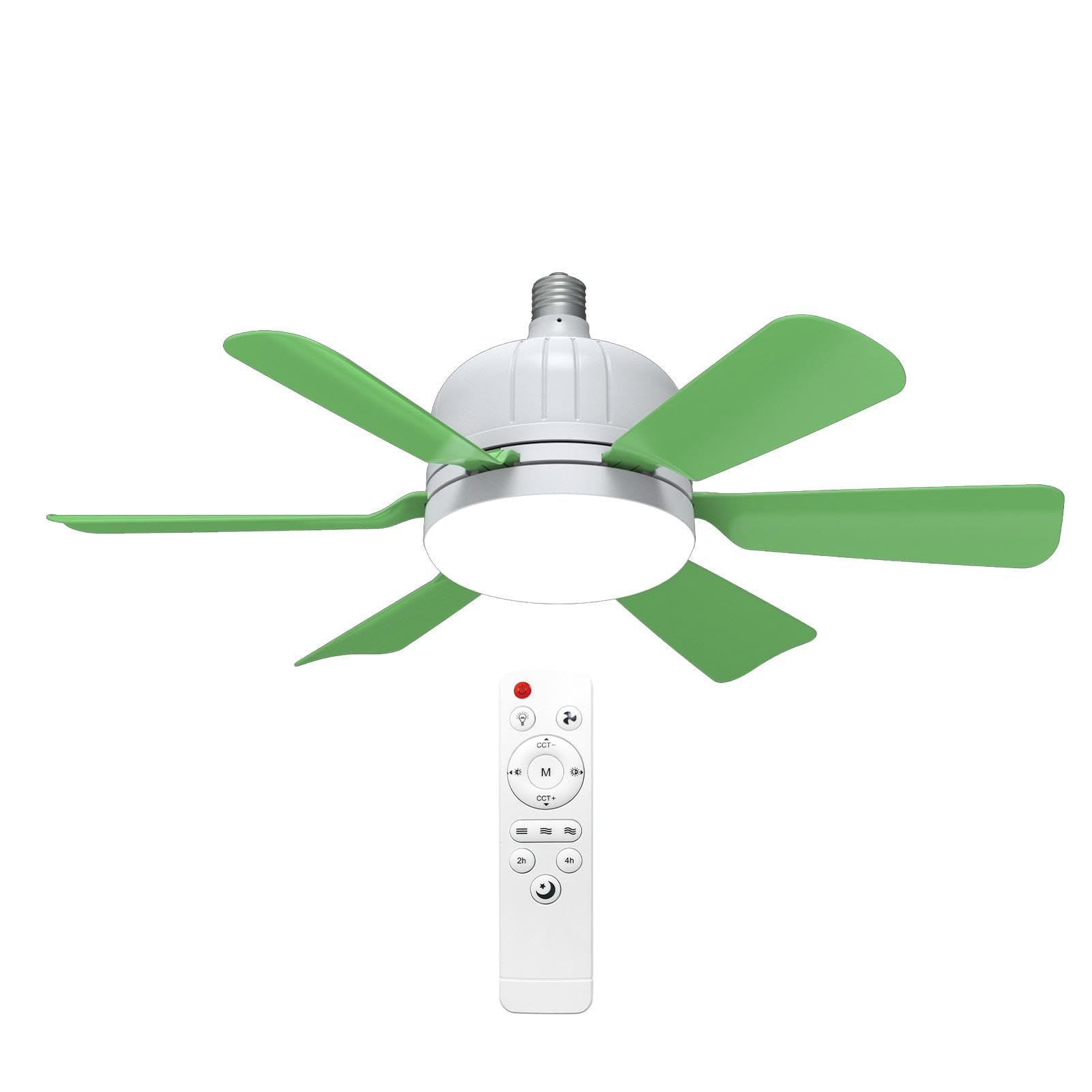 YRTUOP Ceiling Fans with Lights and Remote, 3 Color Dimmable Ceiling Fan Light 40W Led Ceiling Fan Lamps E27/ E26 Base Light Bulb Fan for Small Spaces Bedroom Home Dormitory, 46x16.5cm