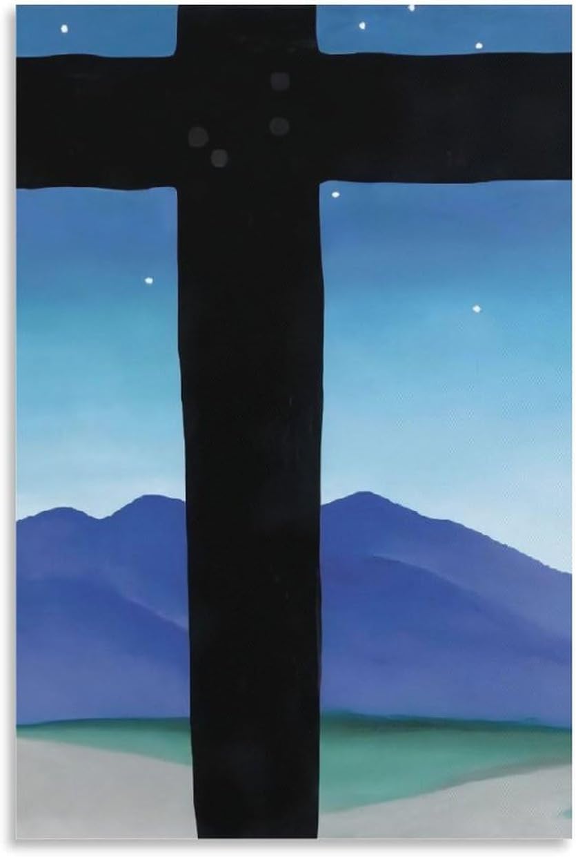 Rikin Liuff Georgia O'Keeffe Poster and Prints Georgia O'Keeffe Black with Stars Canvas Wall Art Aesthetic Painting for Home Wall Decor Picture 40x55cm Frameless
