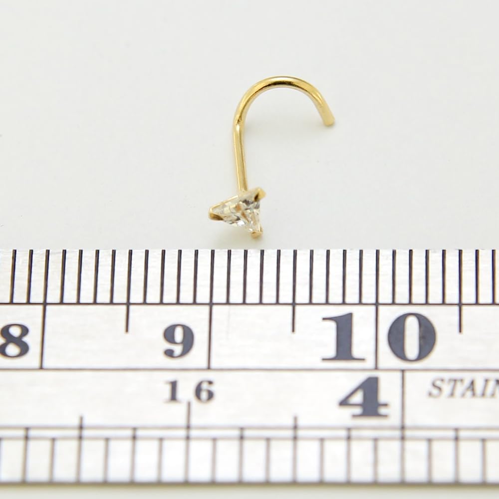 Monster Piercing 14K Gold Echtgold | Nasenpiercing Nasenstecker Stud | Kristallstein | Stabstärke: 20G (0,8 mm) | Stablänge: 7mm | Hypoallergen