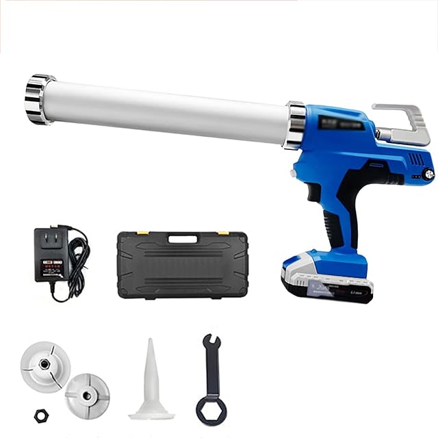 YUNYN Cordless Caulking Gun, Electric Caulk Adhesive Gun with LED Light, 360° Rotation and 6 Adjustable Speeds, Automatic Glue Back Design, for 10oz/20oz Silicone, Latex, Sealant