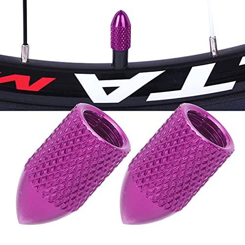 Tapones de Válvula Schrader de Aleación de Aluminio, Color Morado, Duraderos y Ligeros, 2 piezas para Bicicleta de Montaña miniatura 3