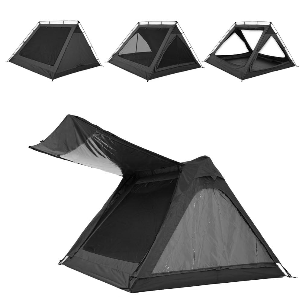 CAMVIL 4 Person Canvas Tent with Full Rainfly&Footprint, Easy Set Up Breathable 4 Season FamilyTent for Winter Outdoor Glamping Car Camping (A Black) : Sports & Outdoors
