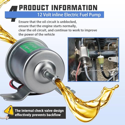 Image of Electric Fuel Pump 12V Universal Low Pressure 12 Volt Transfer Inline Fuel Pump for Lawn Mower Carburetor Motorcycle ATV Trucks Boats Gas Diesel Engine 3-6PSI HEP-02A