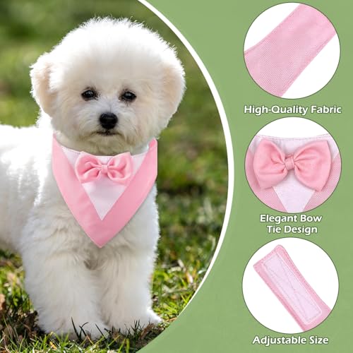 Hundesmoking, Hundehochzeit Bandana Kragen mit Fliege Hundekostüme kleine Hunde Hundesmoking für kleine Hunde Hundeanzug Kostüm für Hunde Hochzeit, Verlobung, und Geburtstag (Hals:20-30cm/Pink)