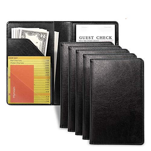 Mymazn 6 Pack Black Server Books for Waitress Book Waiter Serving Books Server Booklet Restaurant Waitstaff OrganizerGuest Check Book Holder Money Pocket Fits Server Apron
