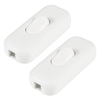 2pcs Inline Cord Switch, AC120V 10A, 250V 6A On-Off Lamp Control Appliance Switch for Bedroom Table Lamp Desk LED LightsWhite