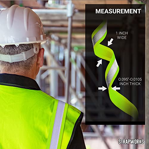 Strapworks Biothane Gold Series Coated Reflective Webbing - Waterproof Heavy Duty Strap - 1 Inch X 5 Yards, Hot Yellow #TOP4