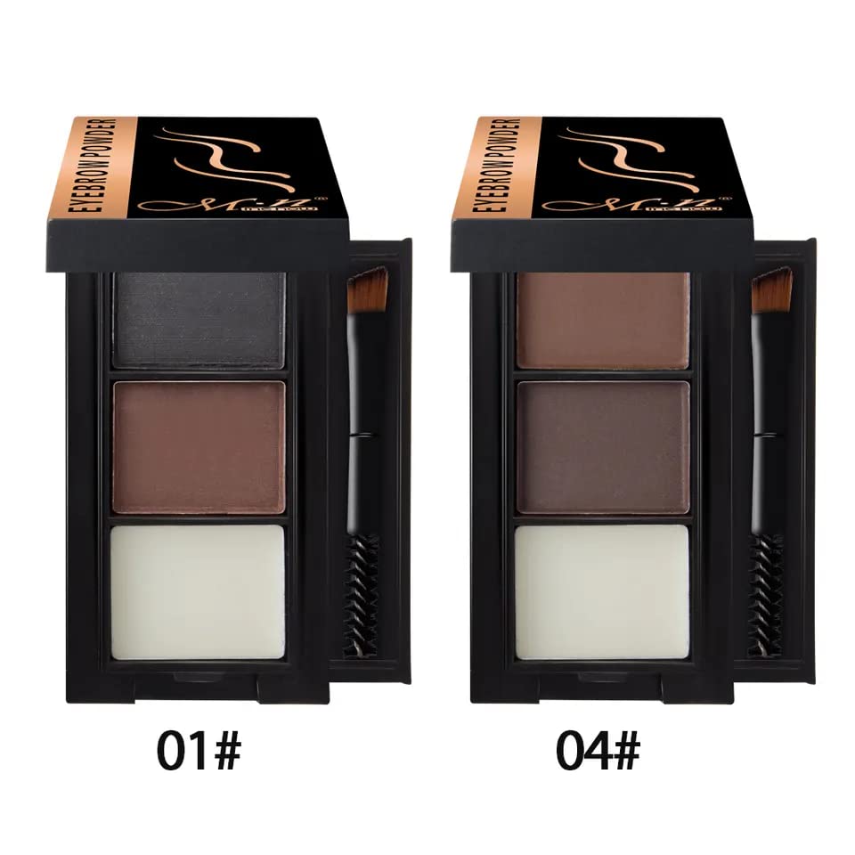 Miniatura 6 de MENOW - Polvo de cejas con cera y cepillo, kits profesionales de cejas para mujeres, polvo de cejas multicolor impermeable de larga duración, paleta