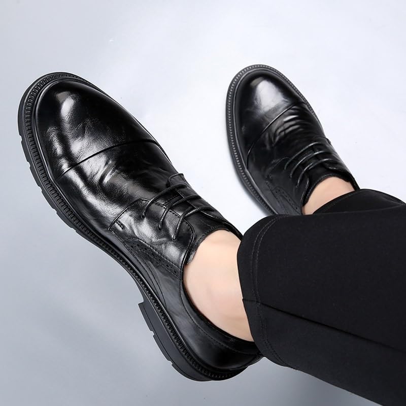 Men's Classic Oxford Dress Shoes Fashion Lace-Up Low Business Casual Formal Breathable Leather Derby2