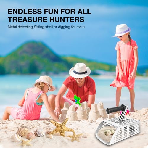 Ancinho de pulgas de areia – Ferramenta de detecção de colher de areia com alça antiderrapante, aço