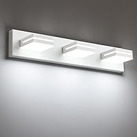 Vista 57 de SineRise - Lámpara LED para tocador de baño - Moderna lámpara regulable de acrílico con acabado blanco mate para iluminación de pared sobre