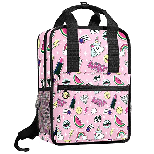 Sac à dos pour garçons rose aquarelle avec bretelles réglables pour l'école