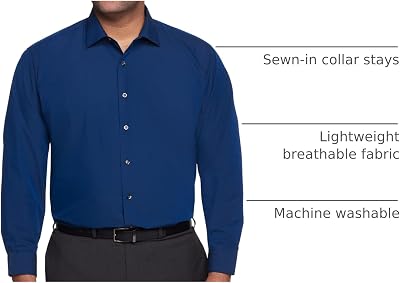 20 37 38 dress shirt Van Heusen Men's Tall FIT Dress Shirt Flex Collar Stretch Solid (Big and Tall)