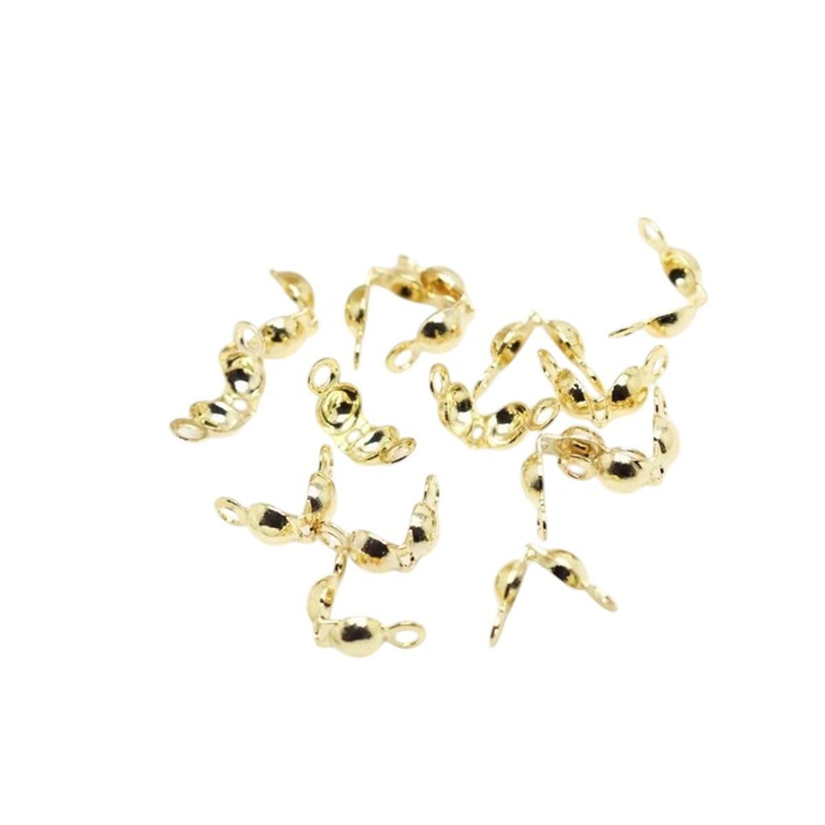 New 2025 3Mm/4Mm Calotte Crimp Bead Tip Knot Cover End Caps for Jewelry 14K Gold Plated Connector Clip Clasp Jewellery Making Supplies Fashion Trendy Accessories Creative Gift