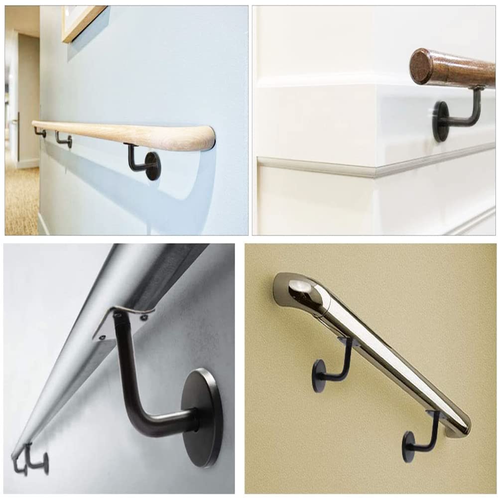 4 Piezas Soporte Pasamanos Escalera, Soportes Baranda de Acero Inoxidable para Barandillas de Escaleras Interiores y Exteriores, Con Tornillos, Negro