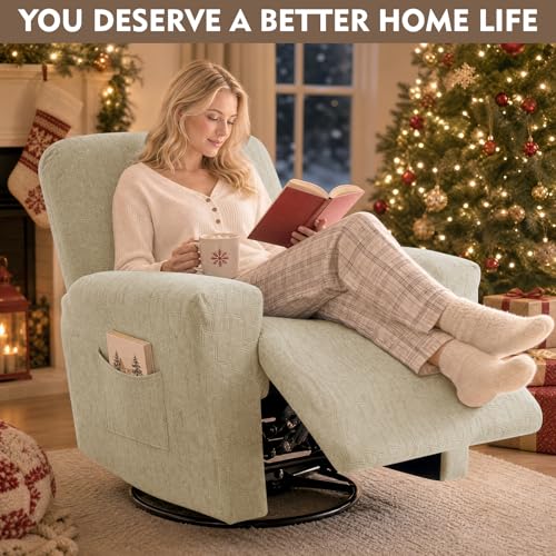Image of ZNSAYOTX 100% Waterproof Recliner Chair Covers, 3-Piece Stretch Fit Recliner Slipcovers with Buckle & Elastic Band for Lazy Boy, Stay in Place, Soft Plaid Jacquard Protector (X-Large, Khaki)