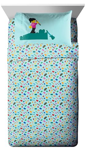 Image of Jay Franco Kids Comforter Set Includes Sheets and Pillow Covers - Soft and Cozy Bed Set for Stylish Room Decor, Official Licensed Bedding, White - LEGO, 5 Piece Twin