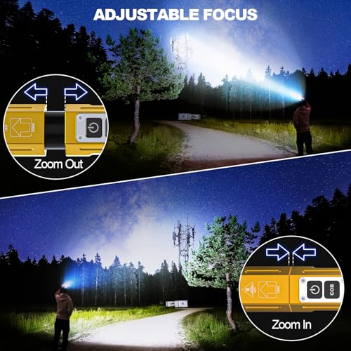 Image of Rechargeable Magnetic Flashlights, Bright Small Powerful Pocket Flashlight | High Lumens Dual Button Tactical Flash Light, 12H Runtime, 8 Modes Zoomable, One-Press Off for Car,Home,Camping,Emergency