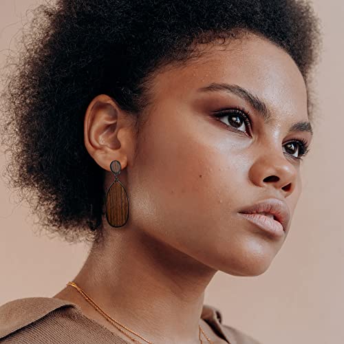 Fiasaso 12 Pairs Wooden Clip On Earrings For Women Teen African Natural Wood Dangle Clip Earrings Lightweight Fake Boho Earrings Set Wood #TOP4