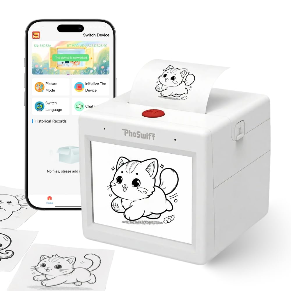AI Mini Printer for Kids, Smart Voice Printer with Screen Thermal Inkless Bluetooth Pocket Photo Printer Instant Print, Smart AI APP, for Study, DIY, Gift-image-22