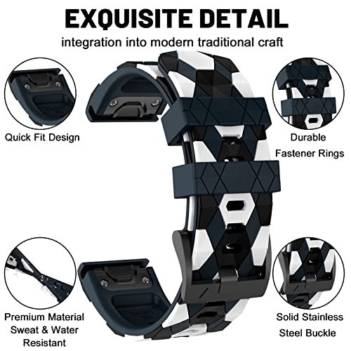 MYSNBKN Fenix 7X Strap 26mm Silicone bands for Garmin Fenix 7X/Fenix 6X/Fenix 6X Pro/Fenix 5X/Fenix 5X Plus/Fenix 3/Fenix 3 HR(Quick Fit) - Image 2