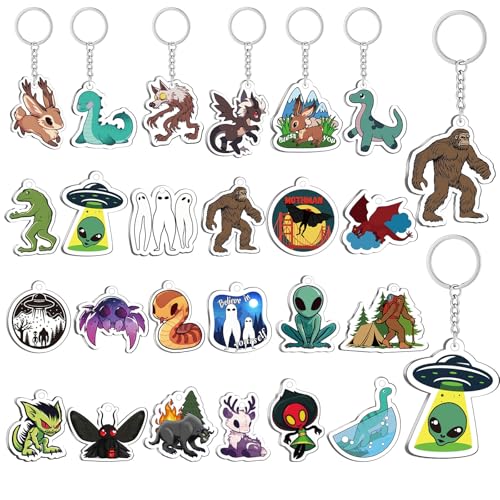Nosiny 24pcs Cryptids Acrylic Keychain Funny Cryptids Decorations Monster Werewolf