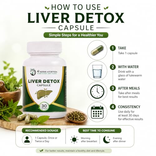 Image of Liver Detox Capsules | Ayurvedic Herbal Supplement for Liver Cleanse, Digestion & Detox Support | Helps Remove Toxins, Improve Metabolism & Energy | Natural Formula by Siddh Ayurveda | 30 Capsules (Liver Detox Capsule)