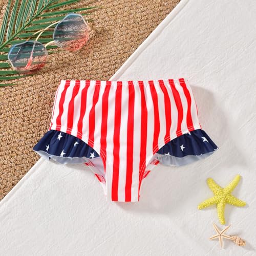 Image of HINTINA Toddler Girl Swimsuit Tiered Ruffle Bathing Suit 2 Piece Bikini Set with Cover Up Skirt