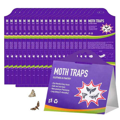 20 PCS Trampa para Polilla,Trampa Polillas,Antipolillas para Ropa Armario para Cocinas y Almacenamiento de Alimentos
