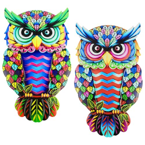 AOOSU Eule-Wand-Dekor, 2 Stück Metall Wanddekoration 3D Wandskulptur...
