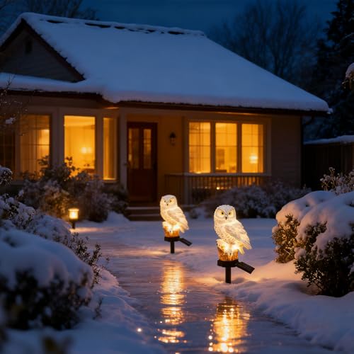 XVZ Solarlampen für Außen Garten, Eule Gartenfiguren Solarleuchten, Solar Figuren Gartendeko für Rasen Terrasse Yard Balkon - Eule