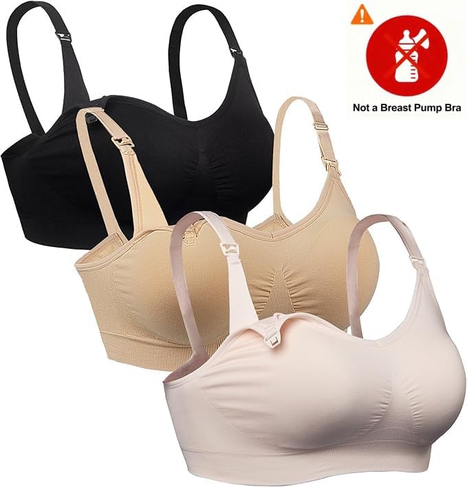 iloveSIA Nursing Bras for Mom Breastfeeding, Seamless Supportive Sleep Bra for Maternity Postpartum S-2XL 3Pack - Image 2