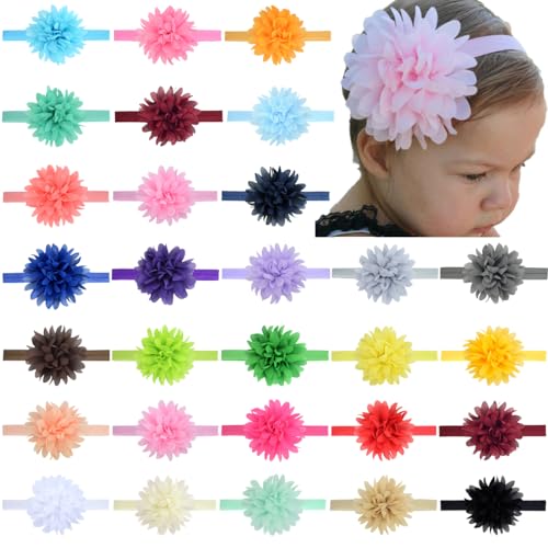 20 Pcs Baby Girls Headbands,Baby Chiffon Flower Headbands for Baby Infants Toddlers and Kids,Random Color