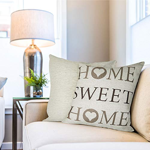 Emma Barclay Home Sweet Home Jacquard Cushion Cover in Beige - 17x17 (43x43cm)