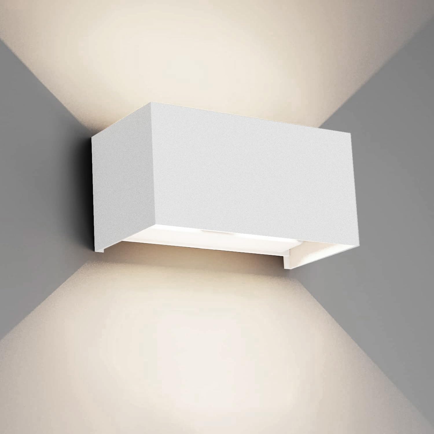 Klighten 24W LED Wandleuchte Innen/Außen,4000K Außenlampe Außenleuchte innen, IP65 Aussenleuchte Wand UP Down,Außenwandleuchte wandleuchte innen Mit Einstellbar Abstrahlwinkel Naturweiß,Weiß