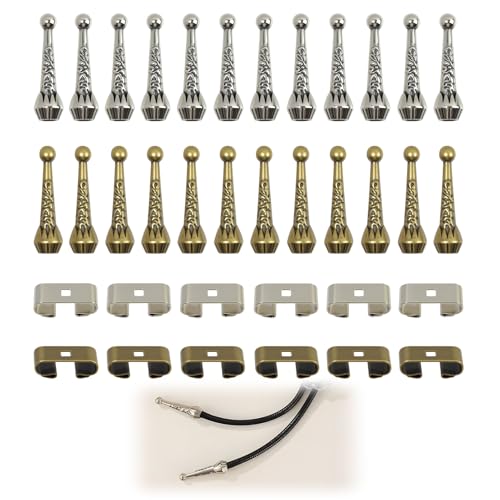 36 Pcs Bolo Tie Findings Kit with 12 Silver End Tips 12 Bronze End Tips 6 Silver Slides 6 Bronze Slides for Jewelry Making Cowboy Ties Necklace DIY Accessories (36 Pcs Bolo Tie Findings Kit)