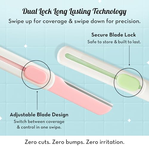 Image of Plush Swipe Reusable Face Razor for Woman | Pack of 2 | Adjustable Blade for Precision & Full Shave | Dual Lock Long Lasting Technology | For Eyebrows, Upper Lip, Forehead, Peach Fuzz, Chin & Sideburns| Travel-Friendly & Safe | Instant & Painless Hair Removal For Women