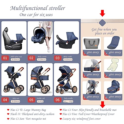 Kinderwagens En Kinderwagens 3 In 1 Kinderwagen Set Met Regenhoes FootMuff Bassinet Wagen Lichtgewicht Zuigeling… - Afbeelding 3