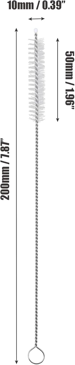 100Pcs Extra Long Straw Cleaner Brush Bulk - 8" x 3/8" (10mm) Resuable Drinking Pipe Cleaners, Stainless Cleaning Brush Set for Tumbler Sippy Cup Bottle Tube Tea Pot Spout - Image 2
