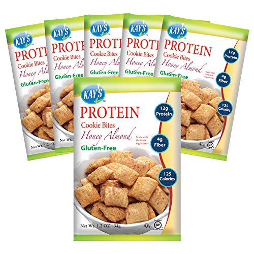 Kay's Naturals - Protein Cookie Bites - Honey Almond - 6 Bags - High Protein 12g - Gluten Free