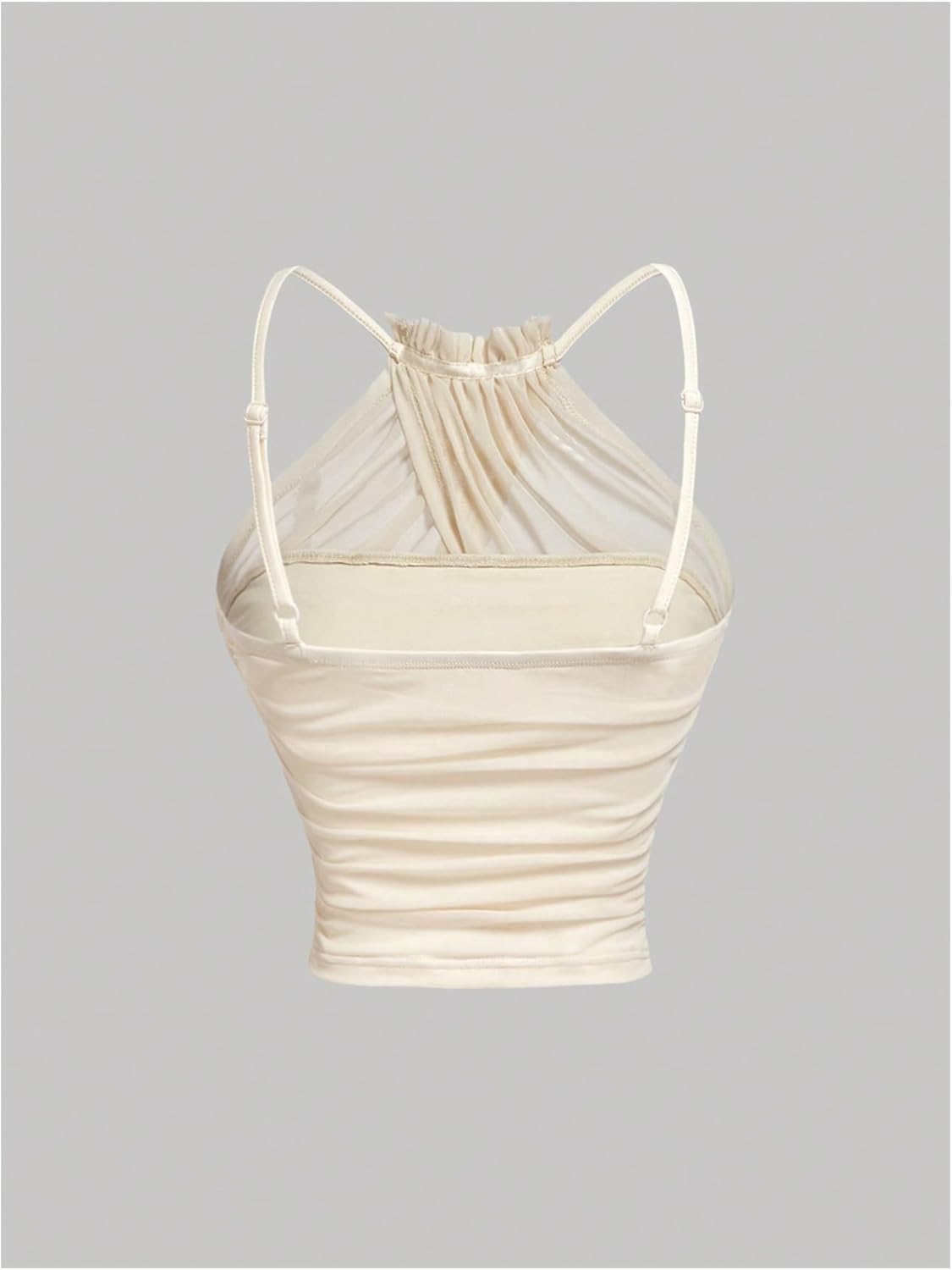 OYOANGLE Women's Criss Cross Wrap Mesh Cami Tops Slim Fitted Ruched Camisole - Image 3