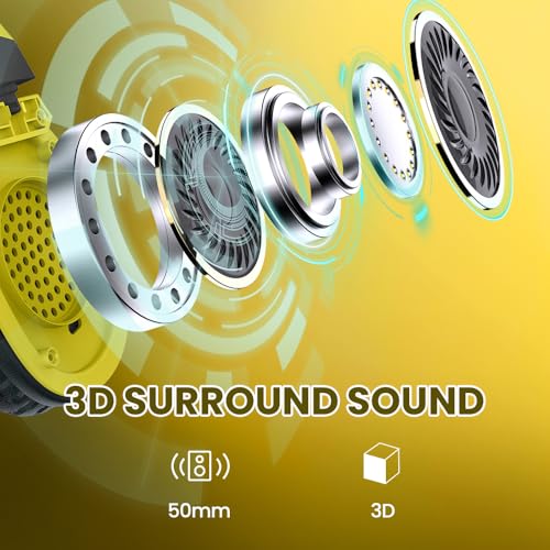 Image of Wireless Gaming Headset with Noise Canceling Microphone for PS5, PC, PS4, 2.4G /Bluetooth Gaming Headphones with USB and Type-c Connector, Wired Mode for Controller - Yellow