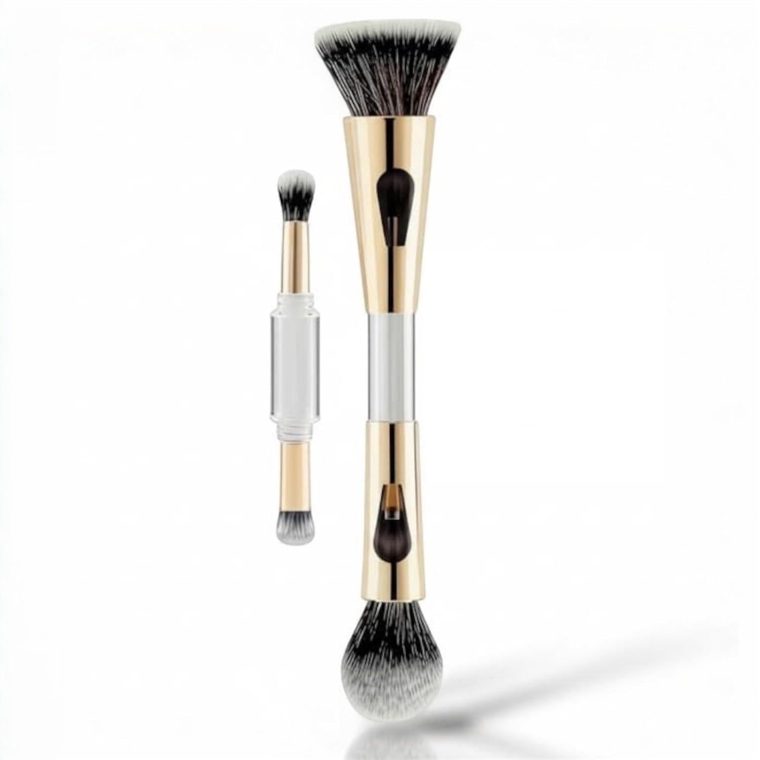 4-in-1 Dual-Ended Makeup Brush with Retractable Brush, Face & Eye Makeup Brush, Foundation Powder Blush Eyeshadow Brush, FLUX GLOBAL-image-4